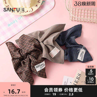 三福格子方圈发束单个 甜美复古发饰配饰头饰发圈发绳851082