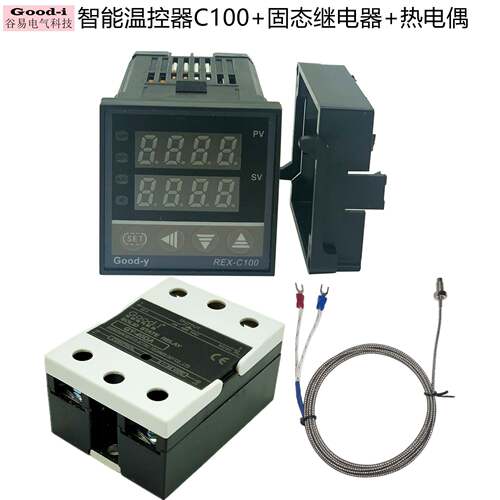 智能温控器REX-C100控制器固态继电器输出RELAYSSR40DA1M感温探头