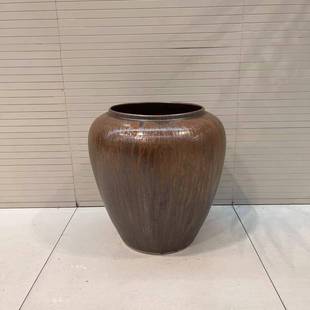 现代中式落地陶罐大号户外庭院装饰大花瓶样板房软装陶瓷摆件干枝