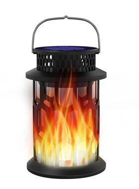 太阳能灯笼灯户外28LED火焰吊灯草坪地插灯庭院门廊景观柱头灯