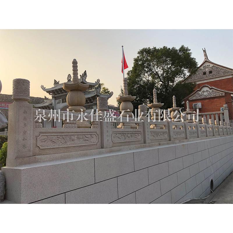 供应石雕护栏河道防护石栏杆景区古建筑广场石雕栏杆可来图定