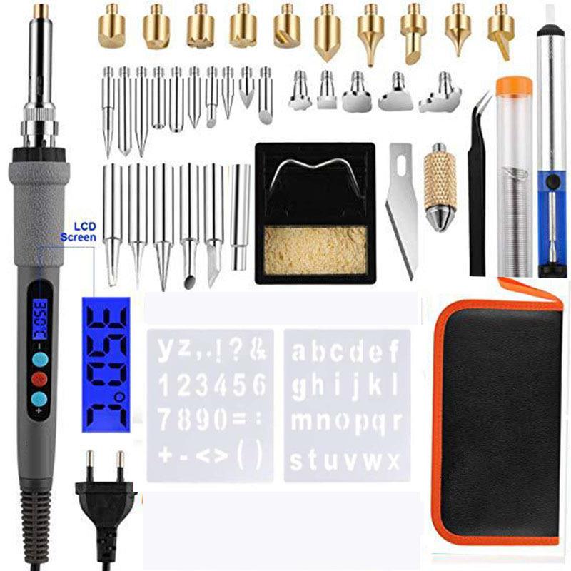 42件套数显雕刻烙铁套装调温雕刻工具电烙铁雕刻工具烙画套装工具