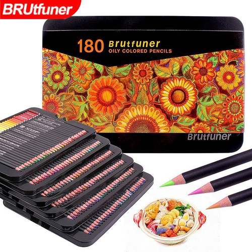 Brutfuner本范儿180色彩铅120色彩色铅笔方形杆手绘油性彩色铅笔