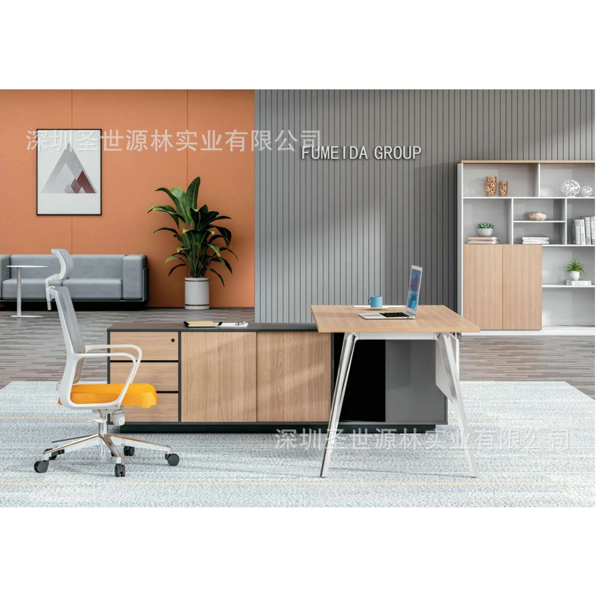 圣世源林铝合金系列现代中班台经理主管办公桌职员桌会议桌钢架