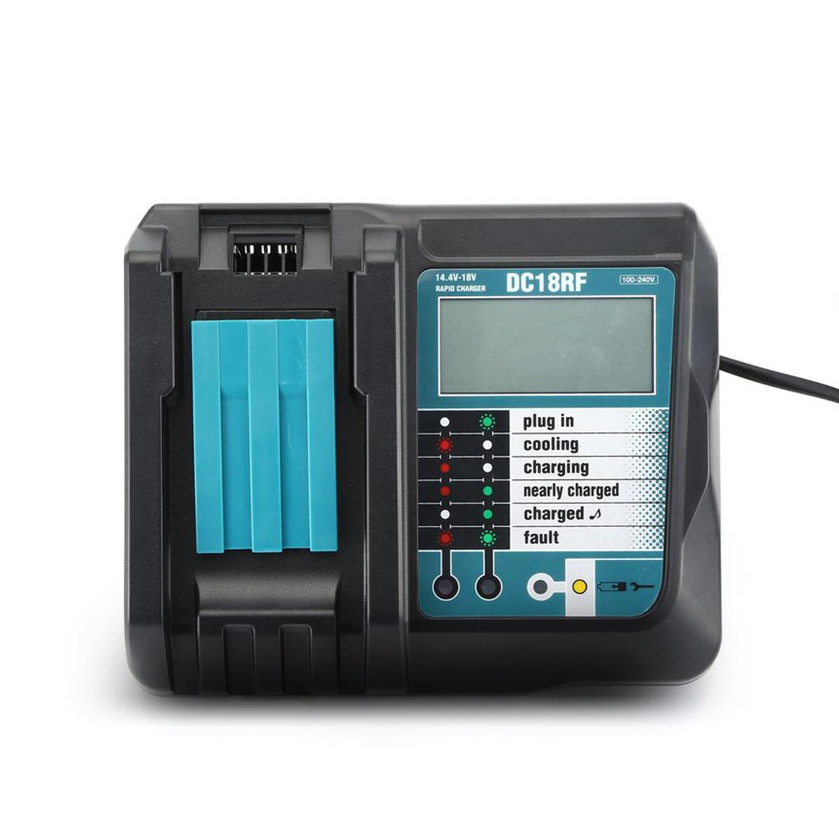 适用14.4-18V替代Makita牧田充电器DC18RF3.5A快充带LED屏充电器