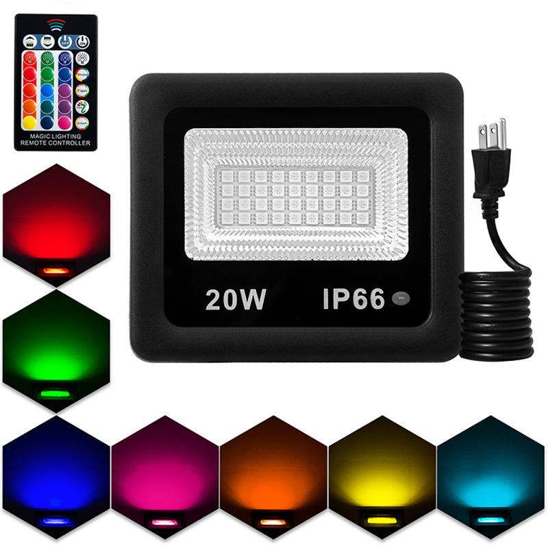 led七彩户外投光灯园林绿化景观灯rgb泛光灯20wled灯庭院草坪灯