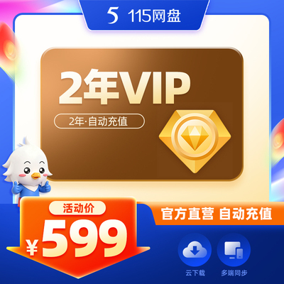 115网盘 2年VIP会员不额外赠送空间 官方直充 尊享会员权益