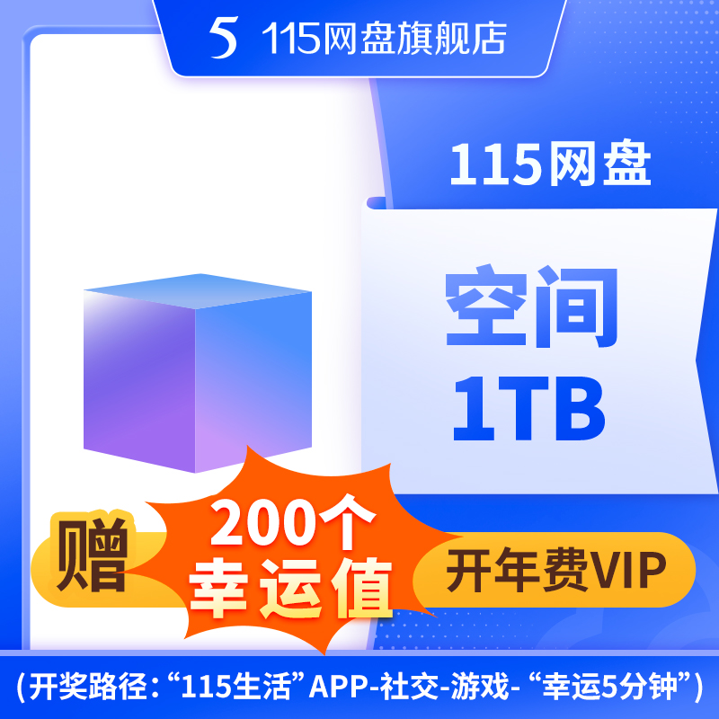 115网盘 1TB空间扩容 超值容量 长期有效 不包含VIP服务 自动到账