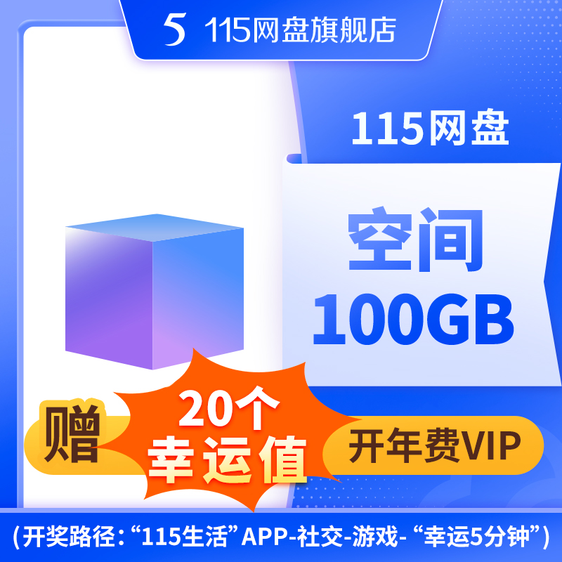 115网盘 100GB空间扩容长期有效 赠500个幸运值，不包含VIP服务