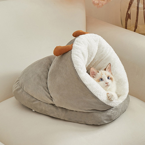 猫窝睡袋冬季保暖封闭式安全感冬天加厚睡垫拖鞋猫咪睡窝过冬猫床