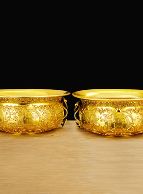 热销纯铜聚宝盆招财家用铜香炉客厅工艺品装饰摆件中式聚财大号送