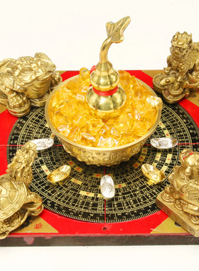 热销厚德纯铜葫芦貔貅麒麟龙龟金蟾五行聚财阵五宝阵客厅摆件开业