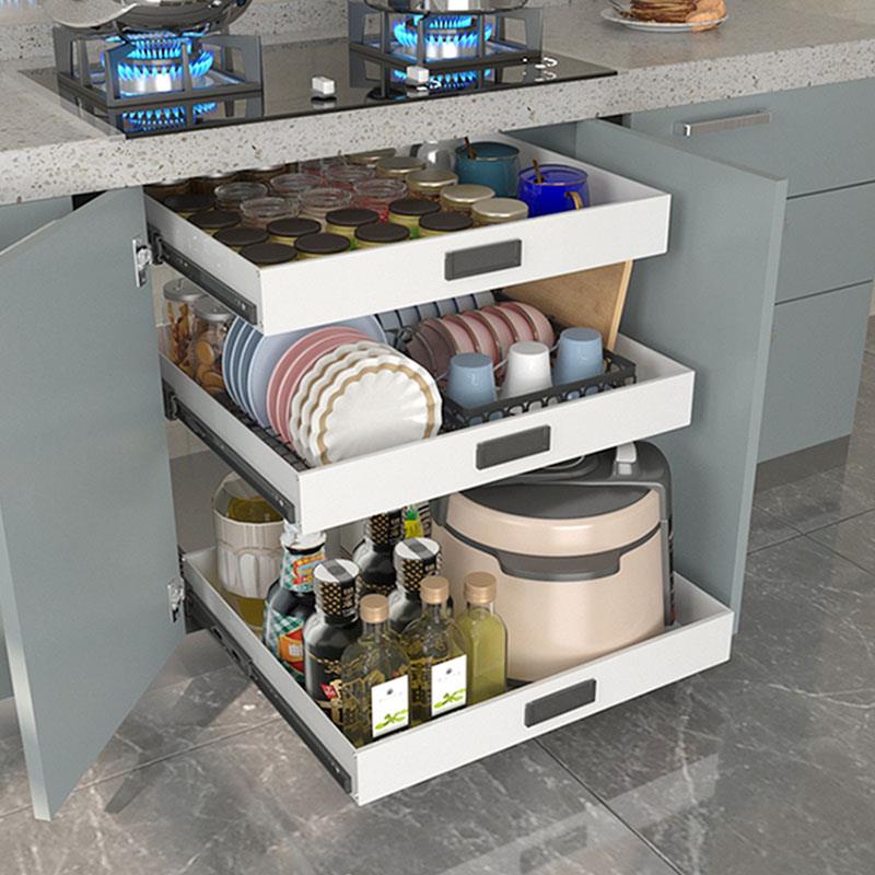 厨房橱柜改造侧装滑轨托盘抽屉收纳盒分层整理抽拉篮储物盒环保PP