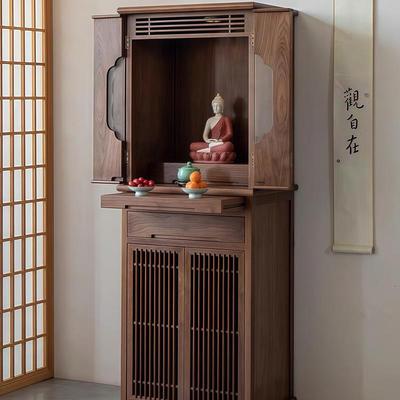 新中式实木佛龛立柜北美黑胡桃木供桌神台实木佛柜佛龛神龛一体柜
