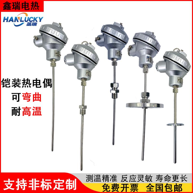 K型铠装热电偶WRNK-131可弯曲温度探头WZPK-231铠装Pt100铂热电阻