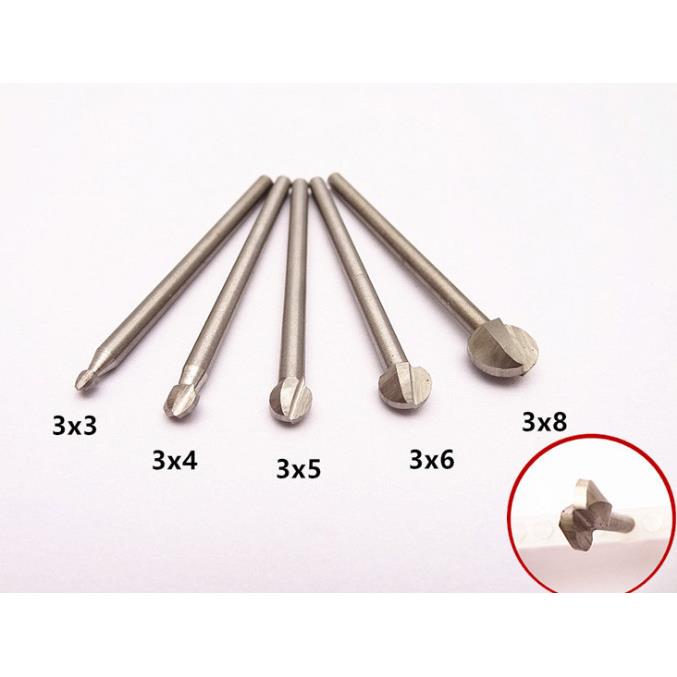 3mm圆形2刃白钢刀 适合锣机小吊磨木雕丸球刀 木雕打胚工具