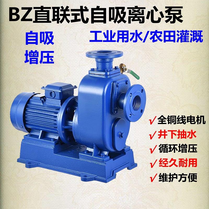 BZ直联式自吸离心泵卧式管道增压高扬程大流量农用灌溉清水泵380v