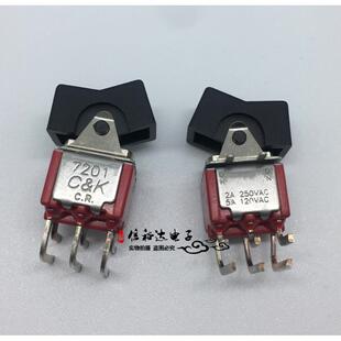 7201J1AQE2 CK美国进口原装 翘板开关 6弯脚二档 5A 250V