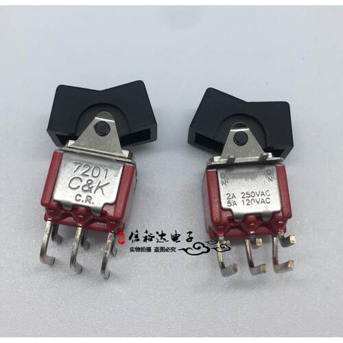 7201J1AQE2 CK美国进口原装 翘板开关 6弯脚二档 5A 250V