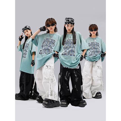 街舞儿童潮服嘻哈套装少儿炸街表演酷帅男童hiphop个性演出服女孩