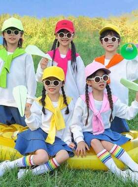 儿童啦啦队演出服秋季小学生运动会服装卫衣套装糖果色幼儿园班服