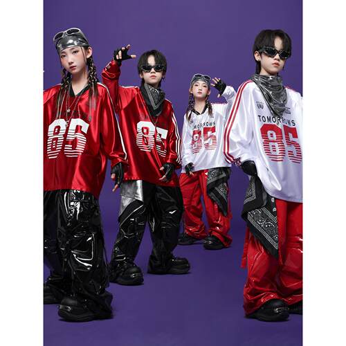 街舞儿童潮服男童嘻哈酷帅长袖hiphop架子鼓服女童爵士舞演出服装