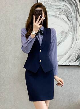 职业马甲套装女工装美容师酒店餐厅领班服务员前台接待工作服春秋