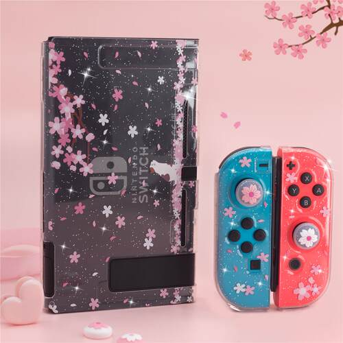 SWITCH TPU保护套防摔防刮樱花NS主机保护壳软硅胶送钢化膜摇杆帽