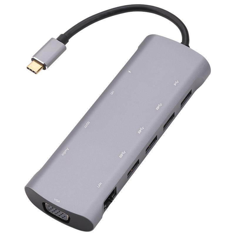 typec扩展坞11合1笔记本usb3手机投影读卡器千兆网卡HDMI同屏HUB