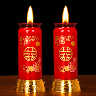 速发结婚用杯龙凤玻璃中防风无烟品式婚礼烛台一对婚庆喜烛红烛