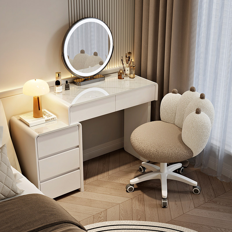 2026新款化妆桌小户型实木梳妆台斗柜一体卧室奶油复古风简约现代