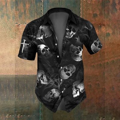 3D digital printed lapel shoulder shirt 3D印花翻领正肩衬衫男