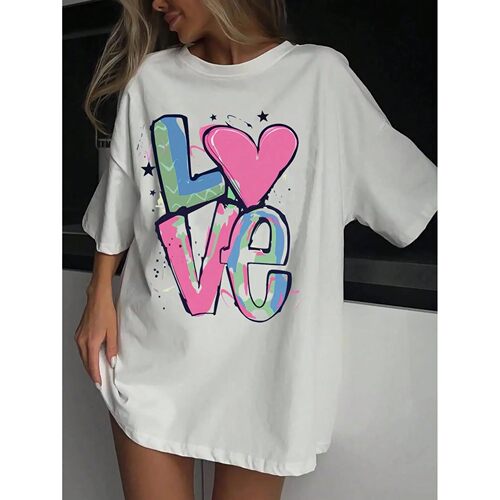 爱心印花情侣短袖上衣 Love printed couple short sleeved shirt