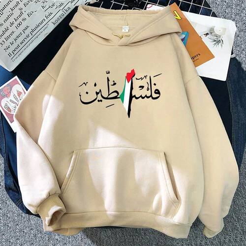 Printed long sleeved warm hoodie for women印花长袖保暖连帽衫