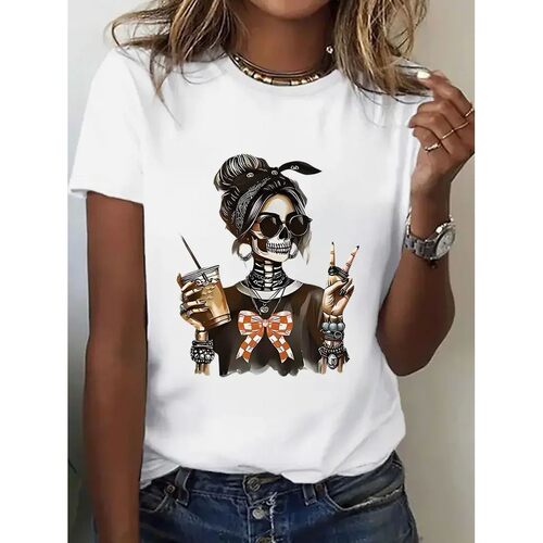 骷髅图案印花短袖上衣Skullpattern printed short sleeved shirt