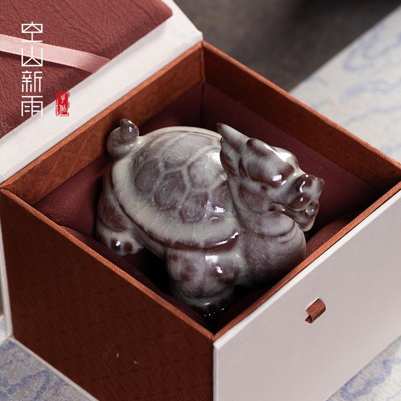 空山新雨龙龟摆件台精茶品茶宠龙年茶玩桌茶装饰品吉祥物猪油冻龙