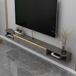 式655挂轻奢壁挂岩板纹电视柜窄户意型简约后现代悬壁式隔板置小