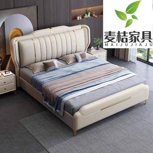 8轻奢仿皮免GEM洗科技布床现代约主卧1.米卧婚床储物简双人主床