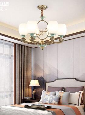 式客厅家餐60088厅吊灯中陶瓷全铜别墅厅房间大气吊大灯用饭厅书