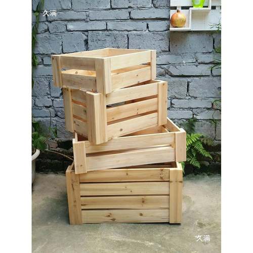 木条箱木筐做旧26482窗装饰道具木框箱杂物木质收筐示陈纳列展木