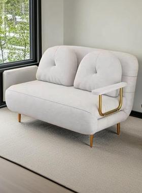 新款发床双人折叠沙发小户型两用奶风沙发67458客厅猫抓布单油沙