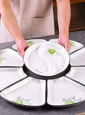 陶瓷拼盘全家用团SOF圆扇聚餐菜套盘餐中式具组合网形红盘子创意