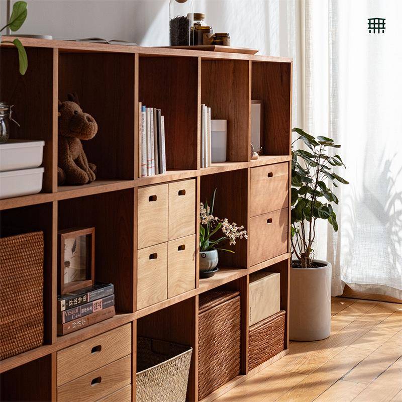 无所木有组合格书架樱桃日式落地客厅实即木置子物无品牌/架储物