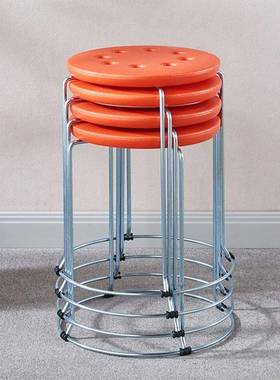 家用圆凳钢筋凳厚塑料子凳成人加厚餐凳子公商用办79582室凳子桌