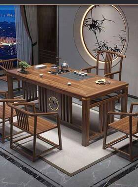 新式茶椅桌组YNL合一桌台五椅办公室茶台中茶几套装一体小户型阳