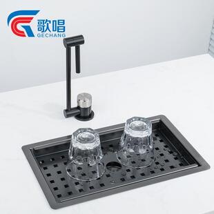 台餐边柜水槽超浅迷米你小单不槽纳黑无品牌/色锈钢水池中岛吧台