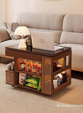 多功实木移动可升降茶几家沙发50108能小推车小厅户型用客简约边