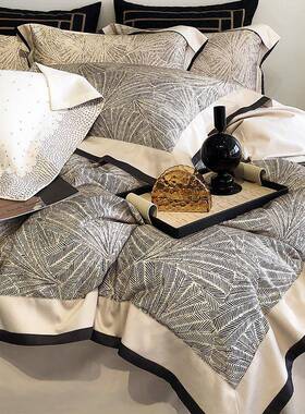 美式亲肤床单四件套纯棉全0床0s1长绒棉数码印74279花被棉套贡缎