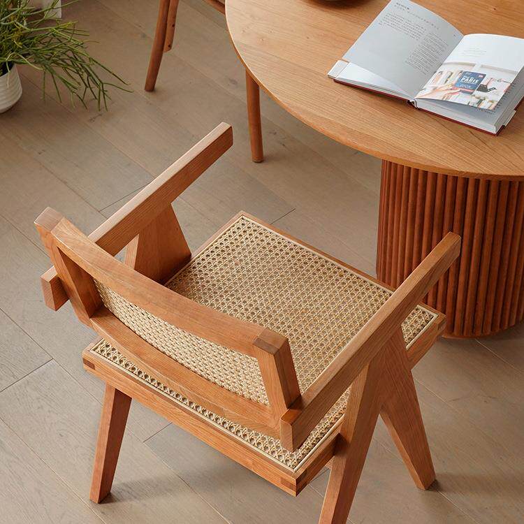 昌迪加尔实木椅子白蜡木编椅子用设计师餐厅餐椅家扶背手靠056椅