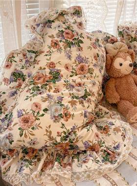 6法边式床复古蕾丝田花园风小碎花OKQ上四件套被套1.51.8